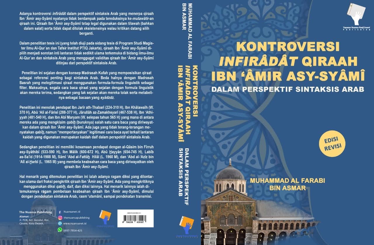 Sampul buku Kontroversi Infirādāt Qiraah Ibn 'Āmir asy-Syāmī dalam Perspektif Sintaksis Arab